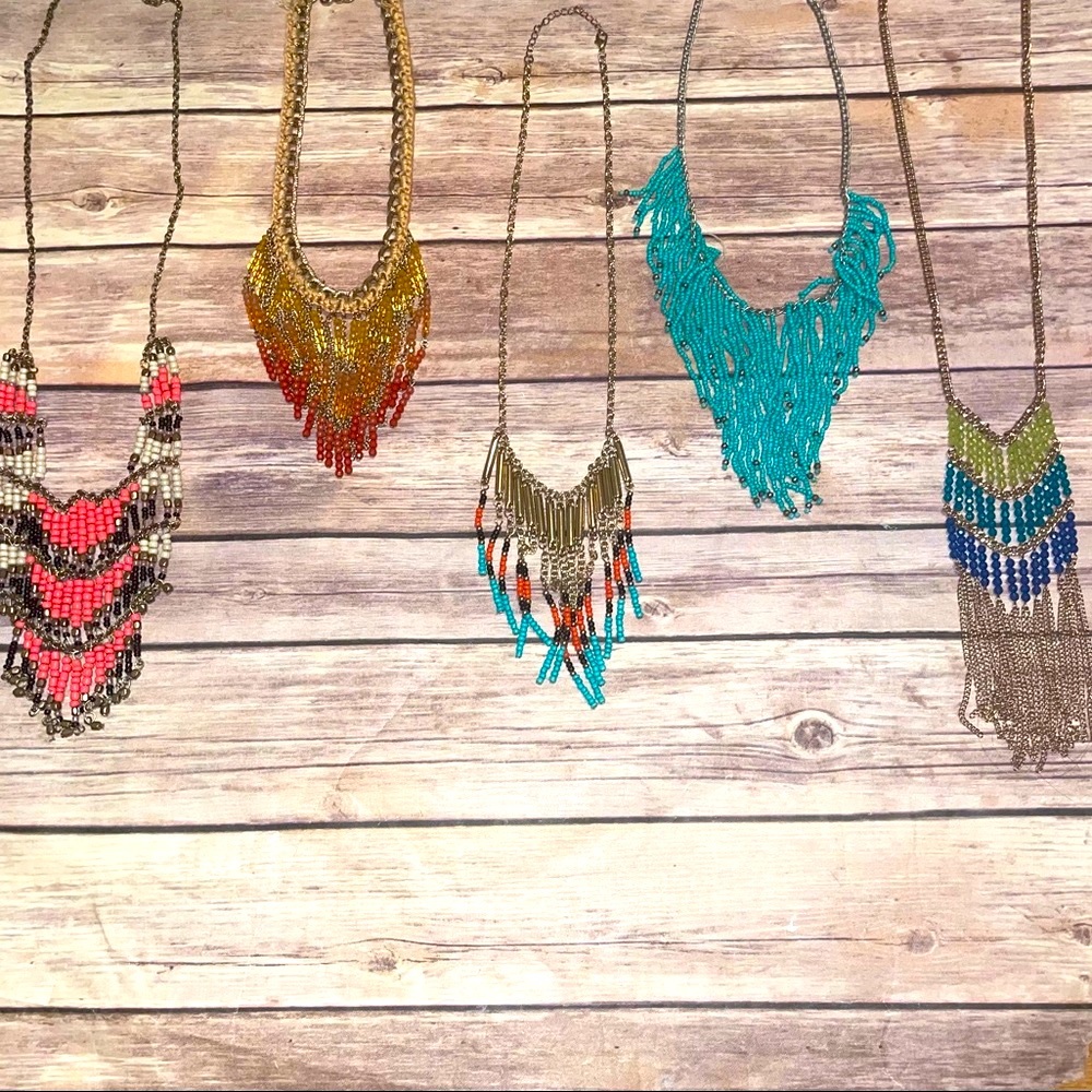 *FREE w purchase* or $8 - Beaded Tribal Fringe Necklace